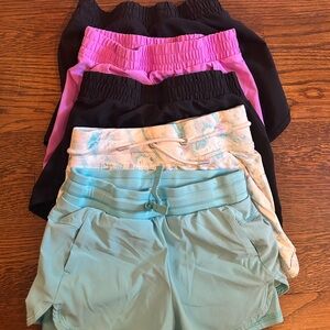 5 pairs All in Motion Kids Shorts bundle- Black, Pink, Blue, tie dye